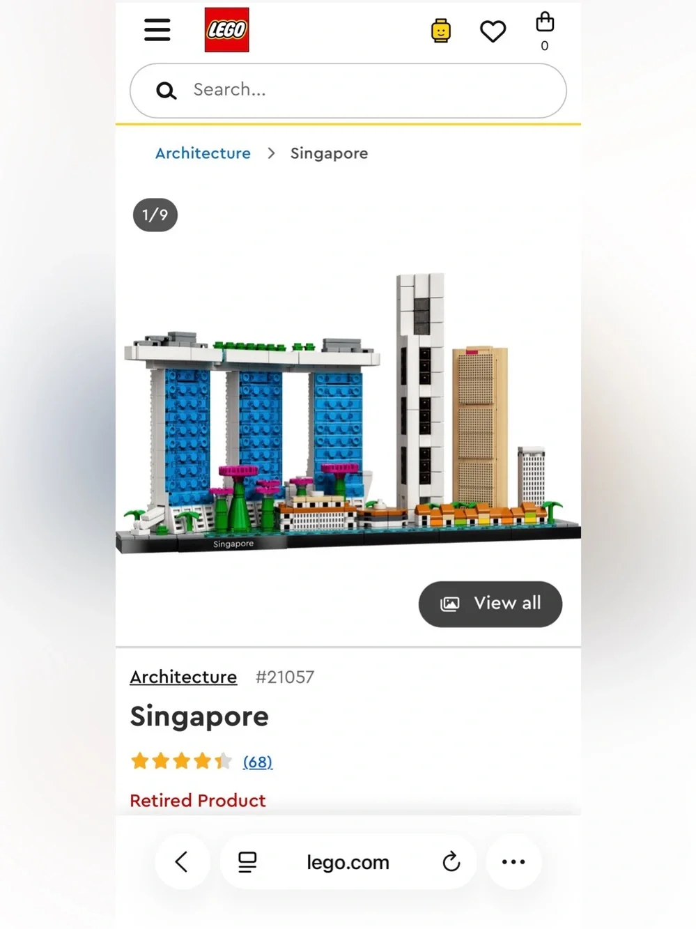 LEGO Architecture Singapore 21057 RETIRED Skyline Complete Box & Manual
